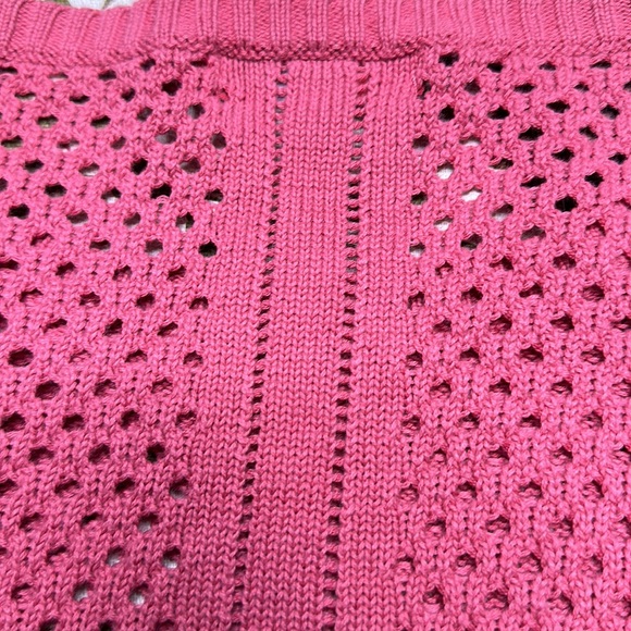Prana Parker Sweater OG cotton open knit w drop shirt tale hem Red Slate pink M - Picture 6 of 7